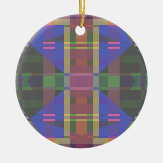 Pastel Rainbow Colourful Geometric Ceramic Tree Decoration (Front)