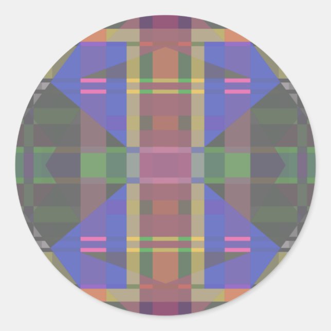 Pastel Rainbow Colourful Geometric Classic Round Sticker (Front)