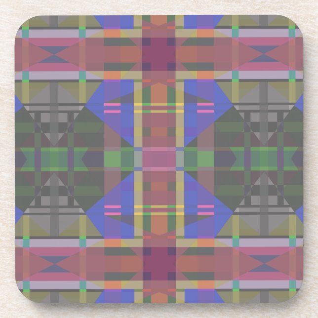Pastel Rainbow Colourful Geometric Coaster (Front)