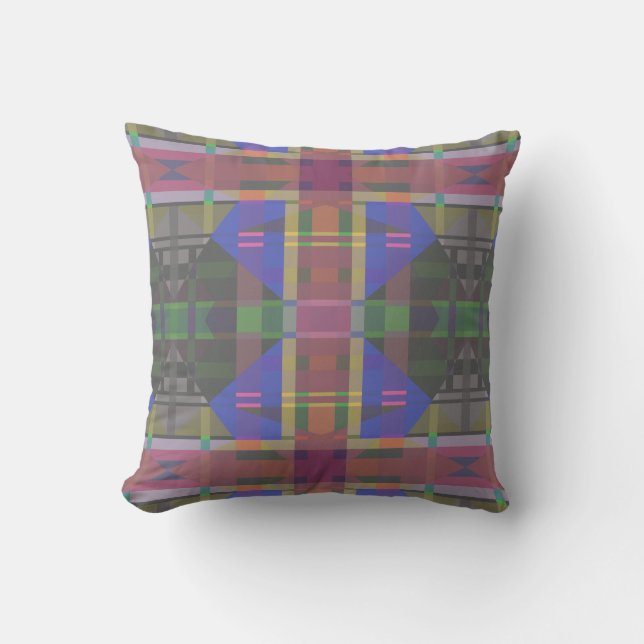 Pastel Rainbow Colourful Geometric Cushion (Front)