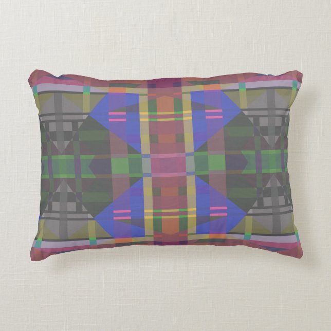 Pastel Rainbow Colourful Geometric Decorative Cushion (Front)