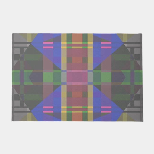 Pastel Rainbow Colourful Geometric Doormat (Front)