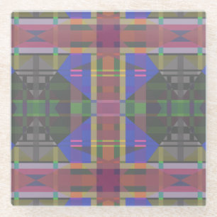 Pastel Rainbow Colourful Geometric Glass Coaster