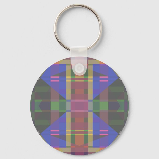 Pastel Rainbow Colourful Geometric Key Ring (Front)