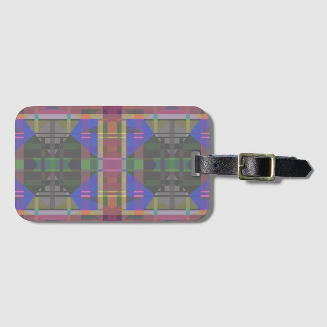 Pastel Rainbow Colourful Geometric Luggage Tag (Front Horizontal)