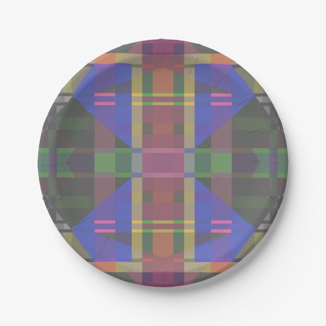 Pastel Rainbow Colourful Geometric Paper Plate (Front)