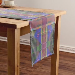 Pastel Rainbow Colourful Geometric Short Table Runner