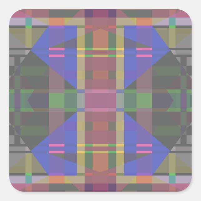 Pastel Rainbow Colourful Geometric Square Sticker (Front)