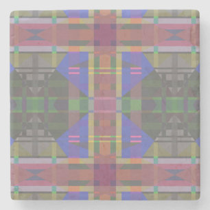 Pastel Rainbow Colourful Geometric Stone Coaster