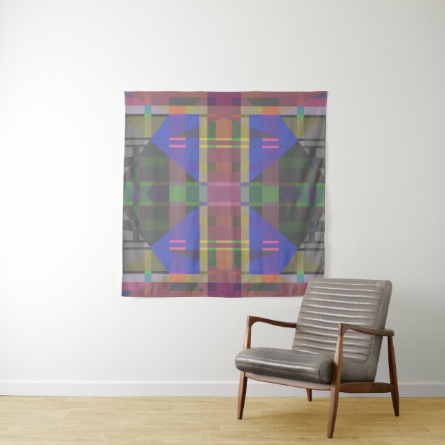 Pastel Rainbow Colourful Geometric Tapestry (In Situ)