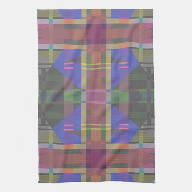 Pastel Rainbow Colourful Geometric Tea Towel (Vertical)