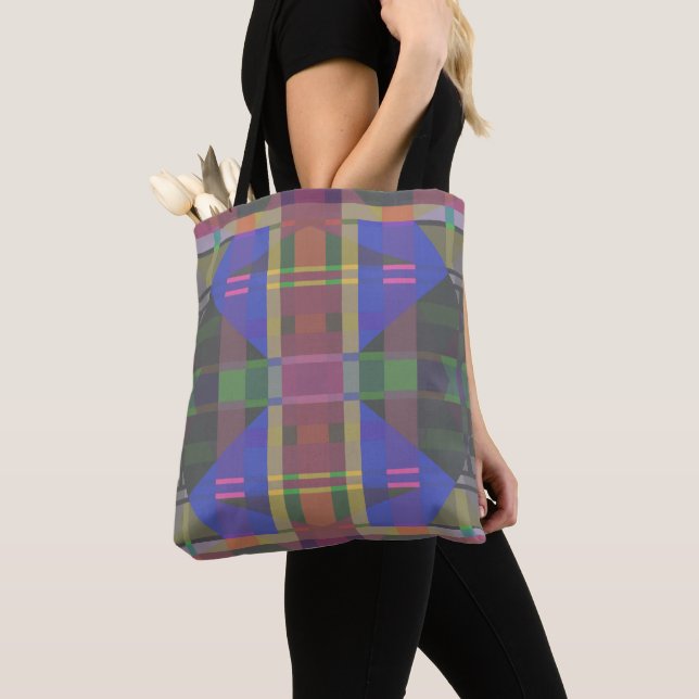 Pastel Rainbow Colourful Geometric Tote Bag (Close Up)