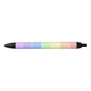 Pastel Rainbow Colourful Stripes Pattern Black Ink Pen