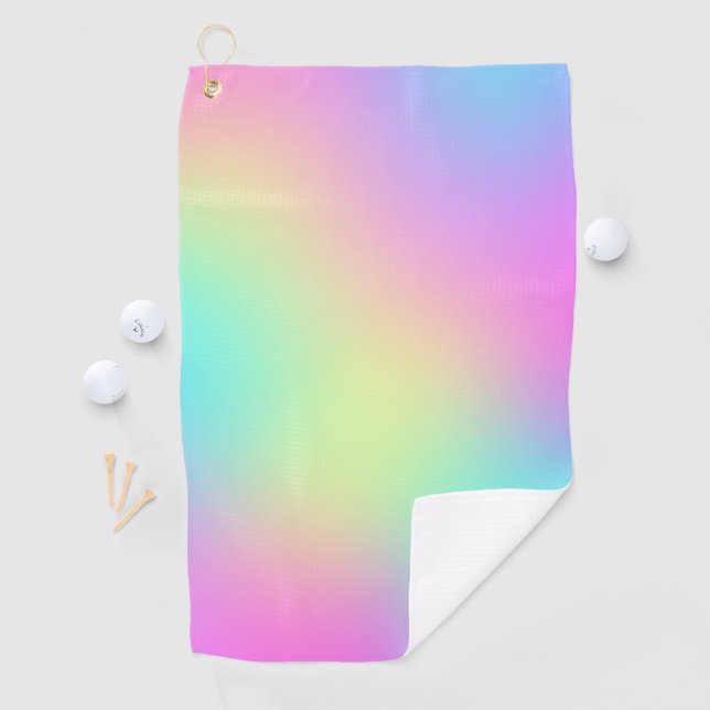 Pastel Rainbow Colours Abstract Blur Gradient Ombr Golf Towel (InSitu)