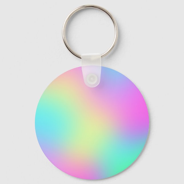 Pastel Rainbow Colours Abstract Blur Gradient Ombr Key Ring (Front)