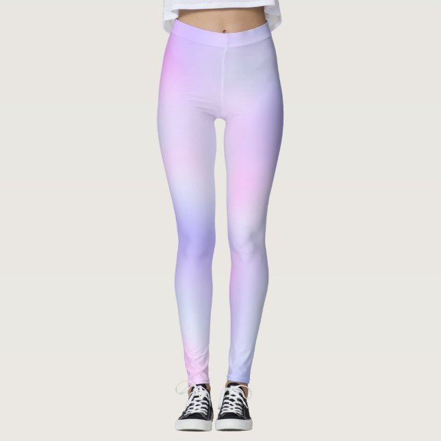 Pastel Rainbow Colours Abstract Blur Gradient Ombr Leggings (Front)