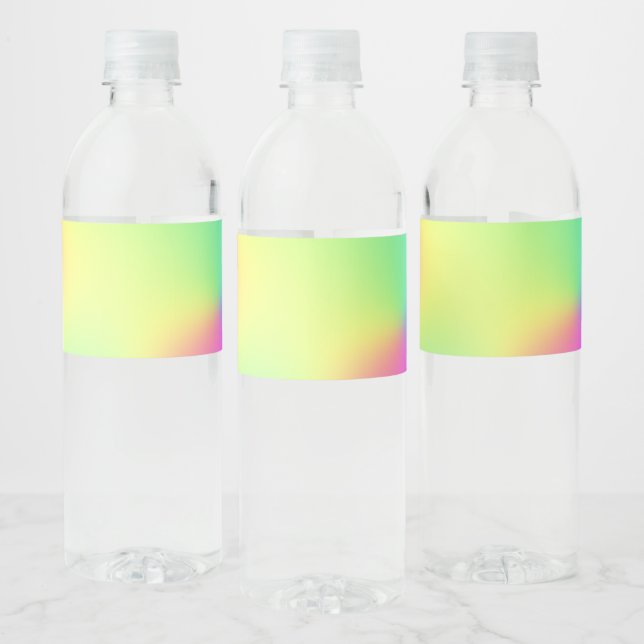 Pastel Rainbow Colours Abstract Blur Gradient Ombr Water Bottle Label (Bottles)