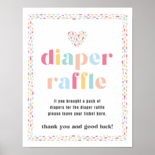 Pastel Rainbow Colours Baby Shower Diaper Raffle Poster
