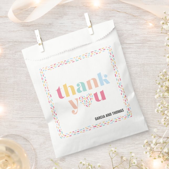 Pastel Rainbow Colours Baby Shower Thank You Favour Bags (Clipped)
