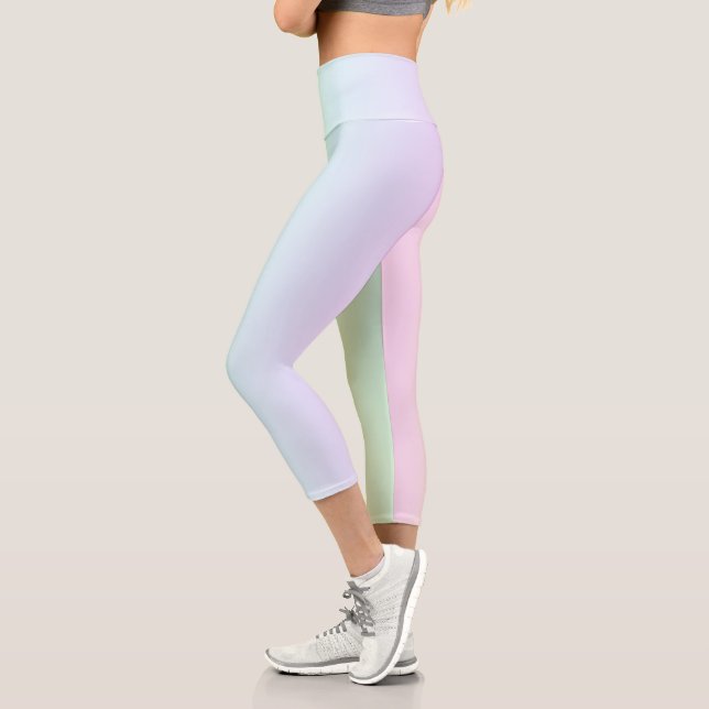 Pastel Rainbow Colours Capri Leggings (Left)