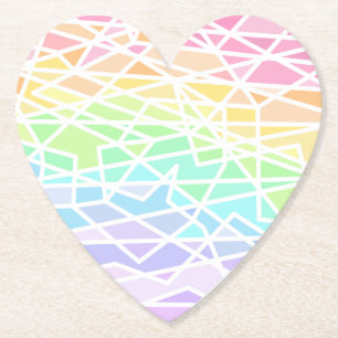 Pastel Rainbow Colours Geometric Paper Coasters