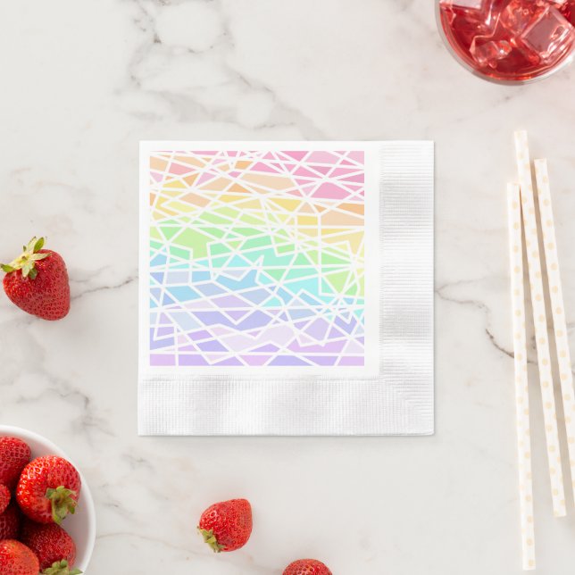 Pastel Rainbow Colours Geometric Paper Napkins (Insitu)