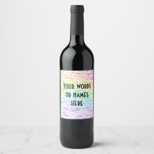 Pastel Rainbow Colours Geometric Wine Labels