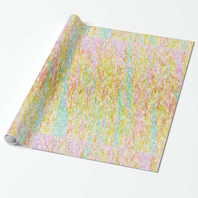 Pastel Rainbow Colours Scribbles Wrapping Paper (Unrolled)