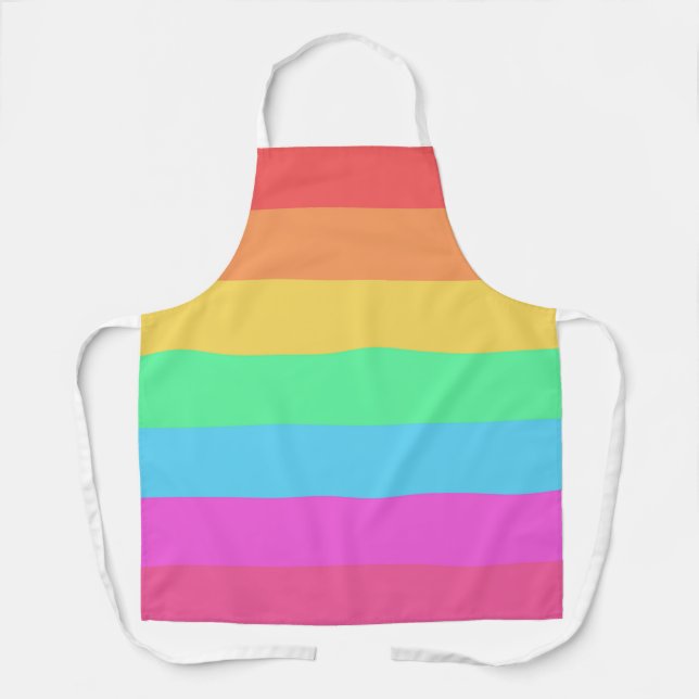 Pastel Rainbow Colours Stripes Design  Apron (Front)