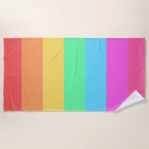 Pastel Rainbow Colours Stripes Design Beach Towel