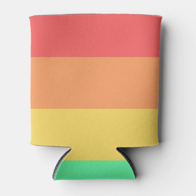 Pastel Rainbow Colours Stripes Design  Can Cooler (Front)