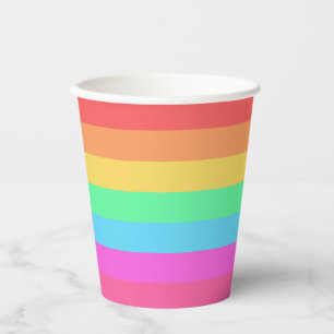 Pastel Rainbow Colours Stripes Design Paper Cups