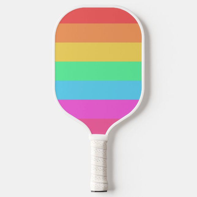 Pastel Rainbow Colours Stripes Design  Pickleball Paddle (Front)