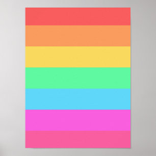 Pastel Rainbow Colours Stripes Design Poster