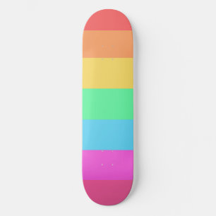 Pastel Rainbow Colours Stripes Design  Skateboard
