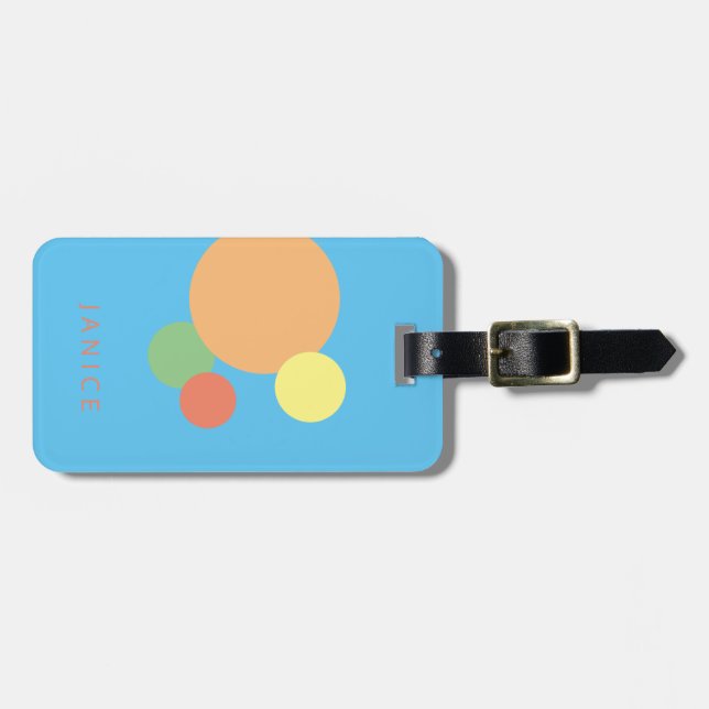 pastel rainbow confetti circles name Luggage Tag (Front Horizontal)