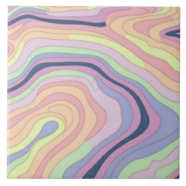 Pastel Rainbow contour pattern big Tile (Front)
