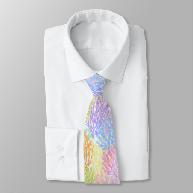 Pastel Rainbow Coral Reef Tie (Tied)