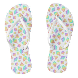 Pastel Rainbow Crystals Pattern Flip Flops