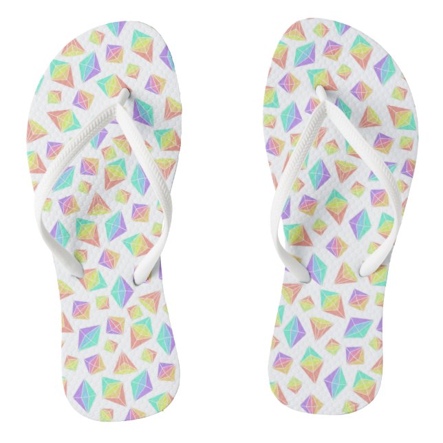 Pastel Rainbow Crystals Pattern Flip Flops (Footbed)