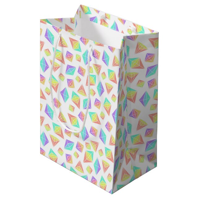 Pastel Rainbow Crystals Pattern Medium Gift Bag (Front Angled)