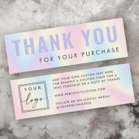 Pastel rainbow custom logo thank you insert card