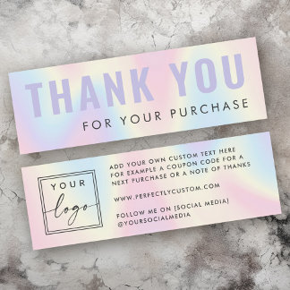 Pastel rainbow custom logo thank you insert card