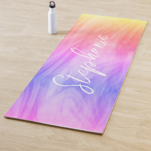 Pastel Rainbow Custom Monogram Name  Yoga Mat