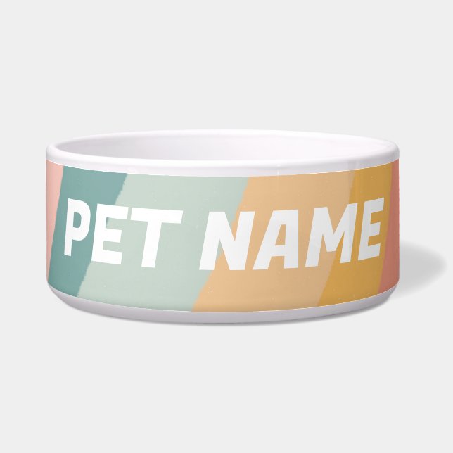 Pastel Rainbow Customised Dog Pet Water Food (Front)