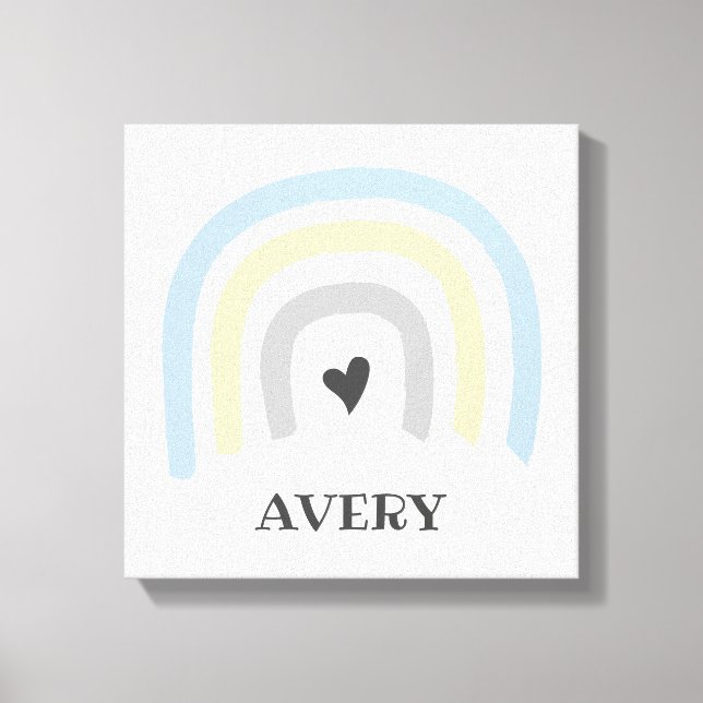 Pastel Rainbow Cute Heart Baby Nursery art Canvas Print (Front)