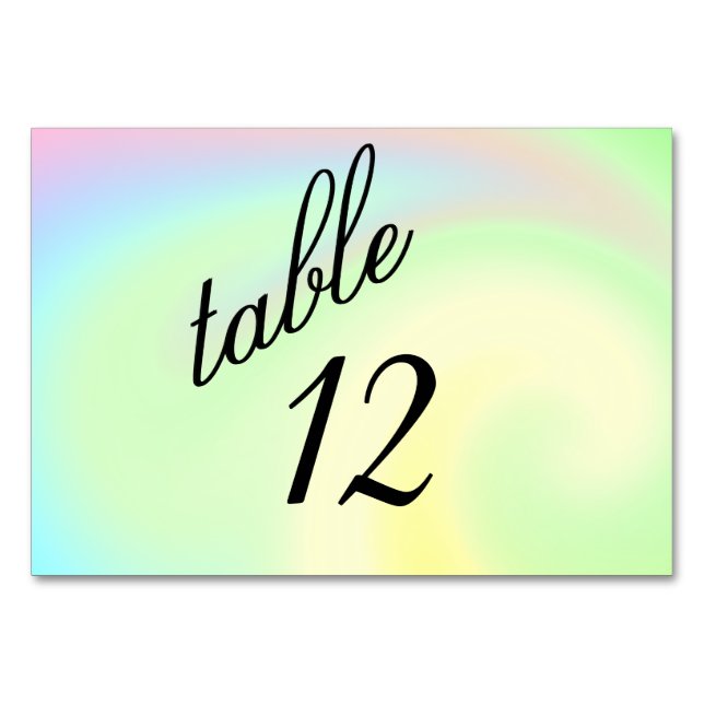 Pastel Rainbow Design Table Number (Front)