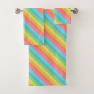 Pastel Rainbow Diagonal Stripe Towel