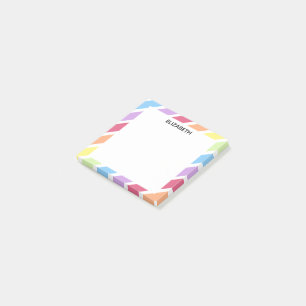 Pastel Rainbow Diagonal Stripes Name   Personalise Post-it Notes