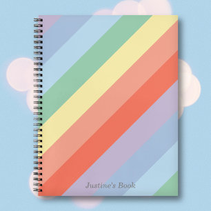 Pastel Rainbow Diagonal Stripes Notebook